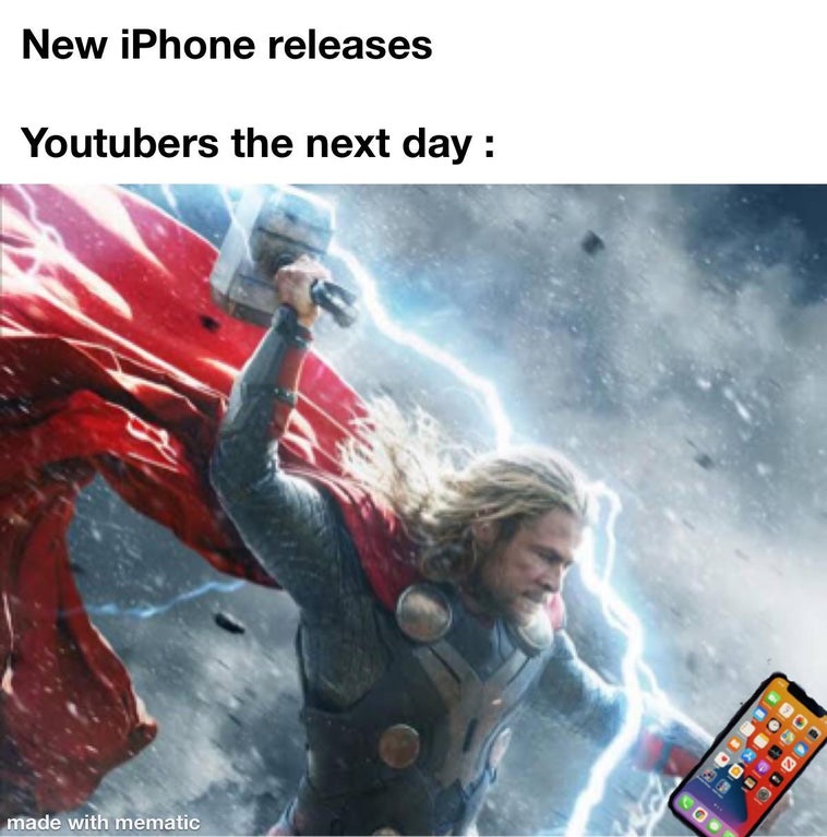 thor and his hammer - New iPhone releases Youtubers the next day Ook Sd O made with mematic