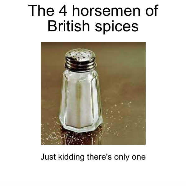 glass bottle - The 4 horsemen of British spices Just kidding there's only one