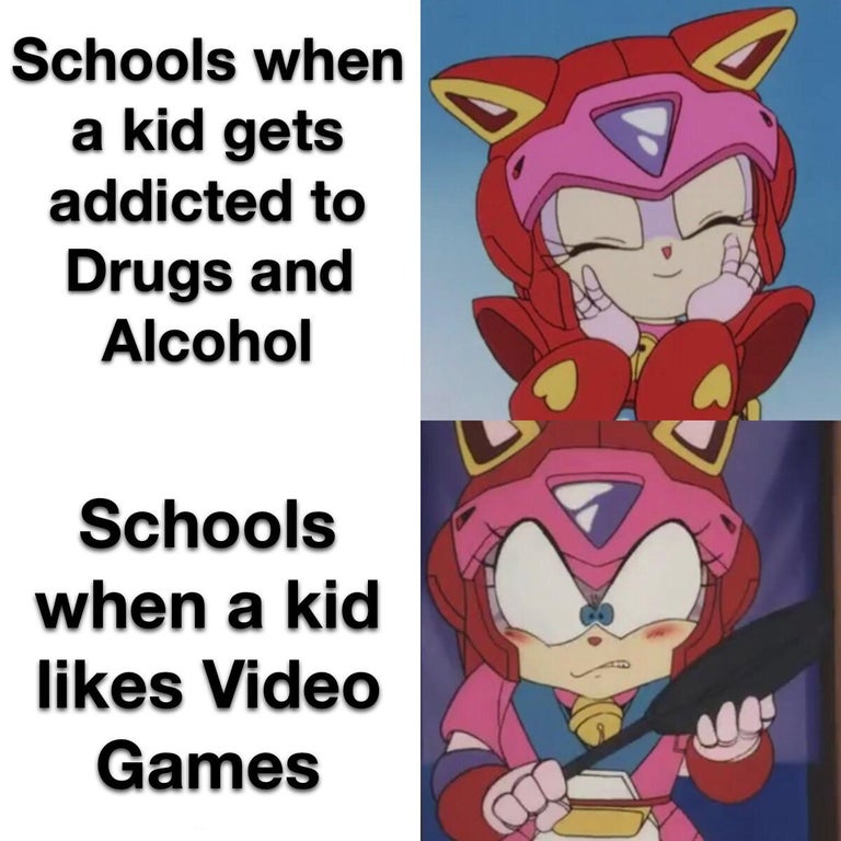 cartoon - Schools when a kid gets addicted to Drugs and Alcohol Schools when a kid Video Games