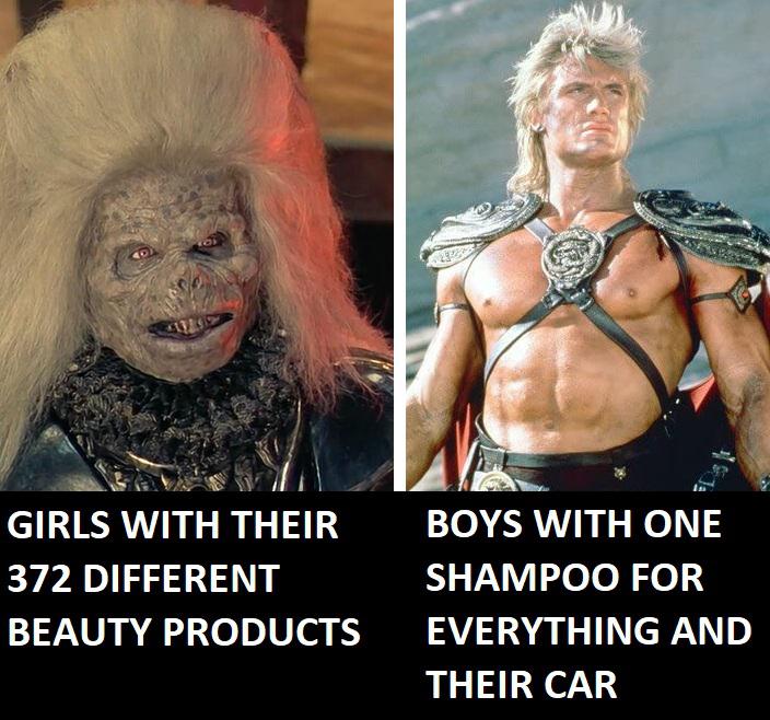 dolph lundgren he man - 2323 Girls With Their 372 Different Beauty Products Boys With One Shampoo For Everything And Their Car