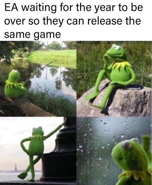kermit meme waiting - Ea waiting for the year to be over so they can release the same game