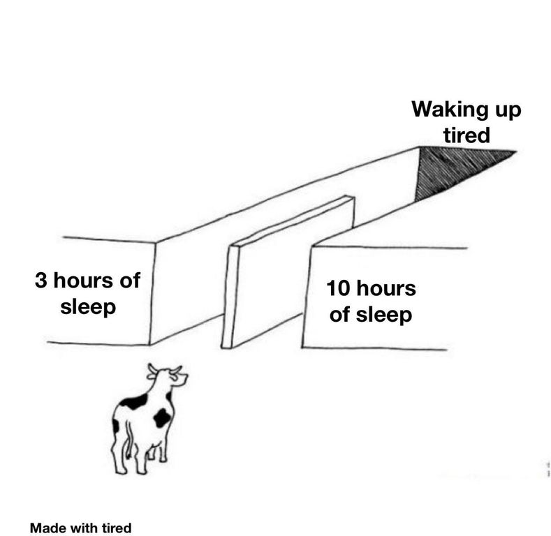 illusion of free choice - Waking up tired 3 hours of sleep 10 hours of sleep Made with tired