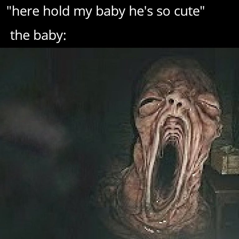 resident evil 8 baby - 'here hold my baby he's so cute