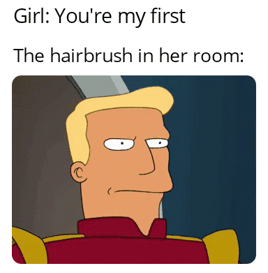 cartoon - Girl You're my first The hairbrush in her room