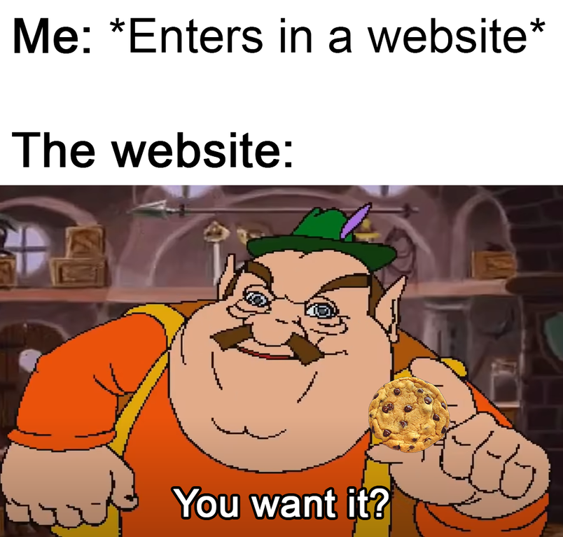 cartoon - Me Enters in a website The website You want it?