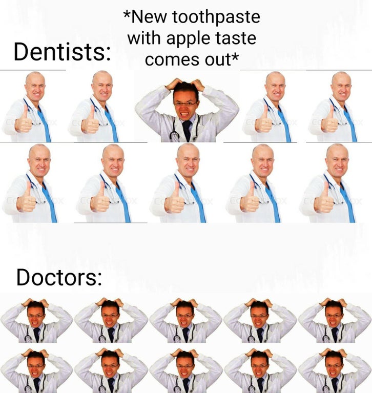 social group - New toothpaste with apple taste comes out Dentists Doctors