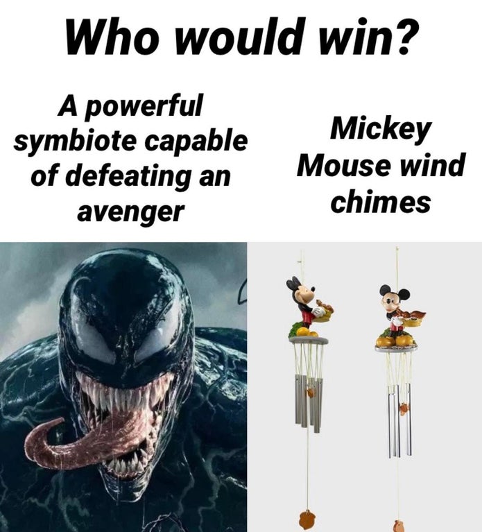 venom 2018 - Who would win? A powerful symbiote capable of defeating an avenger Mickey Mouse wind chimes