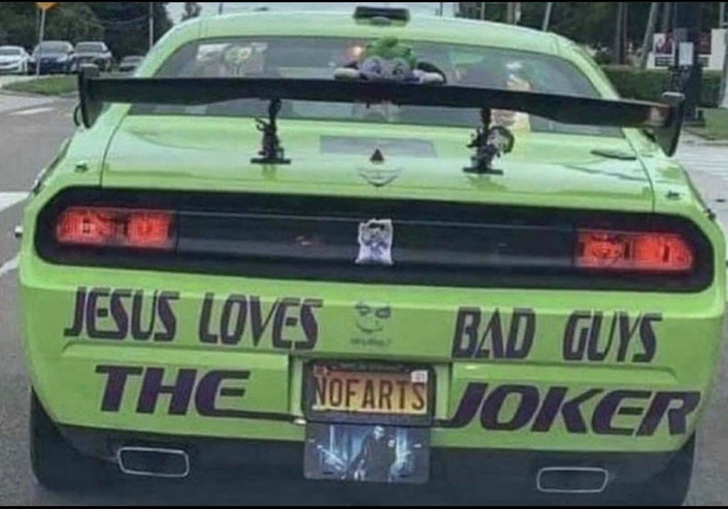vehicle registration plate - Jesus Loves 39 Bad Guys The Nofaris Joker