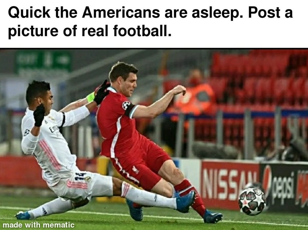 super league - Quick the Americans are asleep. Post a picture of real football. Ema Inissali , made with mematic