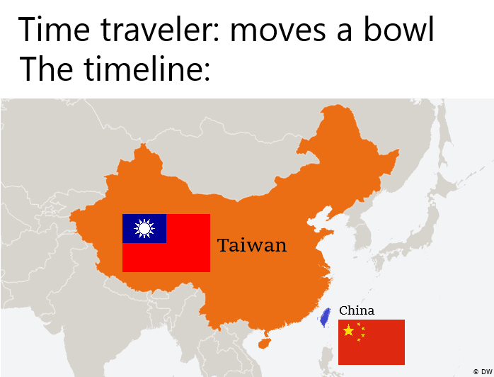 east asia map illustration - Time traveler moves a bowl The timeline Taiwan China Dw