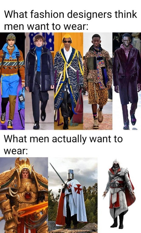 costume - What fashion designers think men want to wear XW7 What men actually want to wear