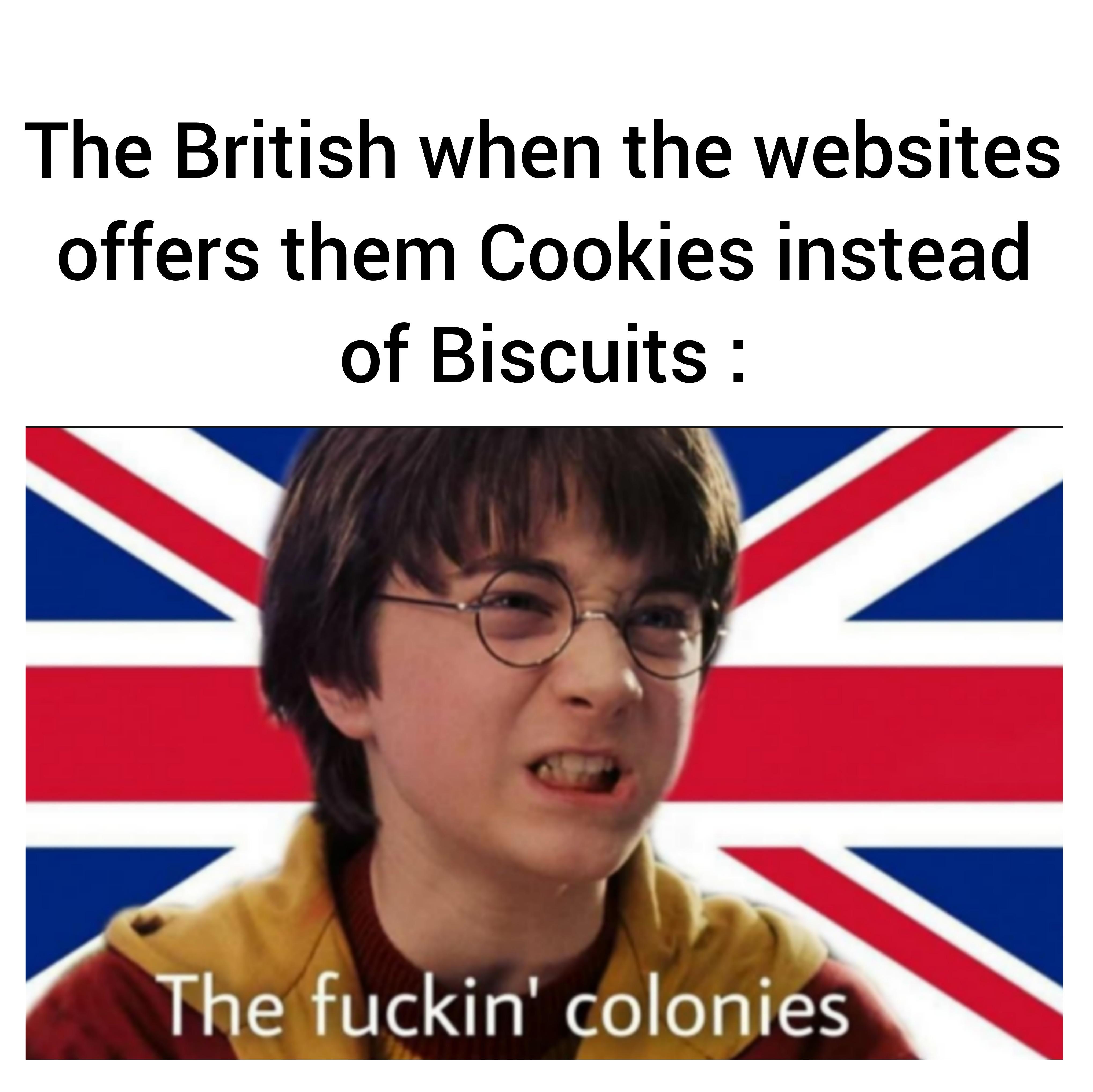 union jack british flag - The British when the websites offers them Cookies instead of Biscuits The fuckin' colonies