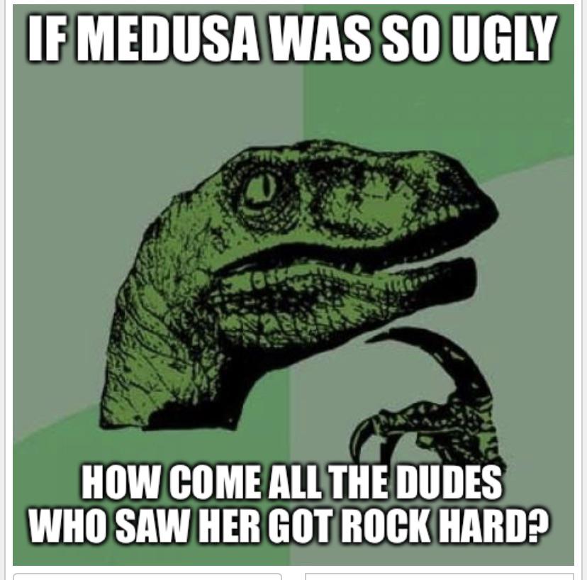 Internet meme - If Medusa Was So Ugly end How Come All The Dudes Who Saw Her Got Rock Hard?