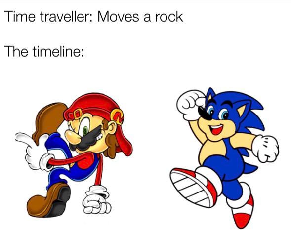 sario and monic - Time traveller Moves a rock The timeline