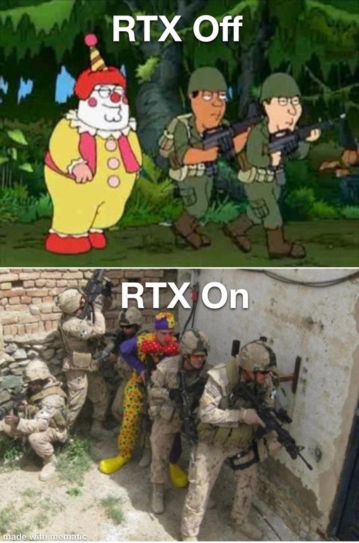 family guy clown army - Rtx Off vous Rtx On made with mematic