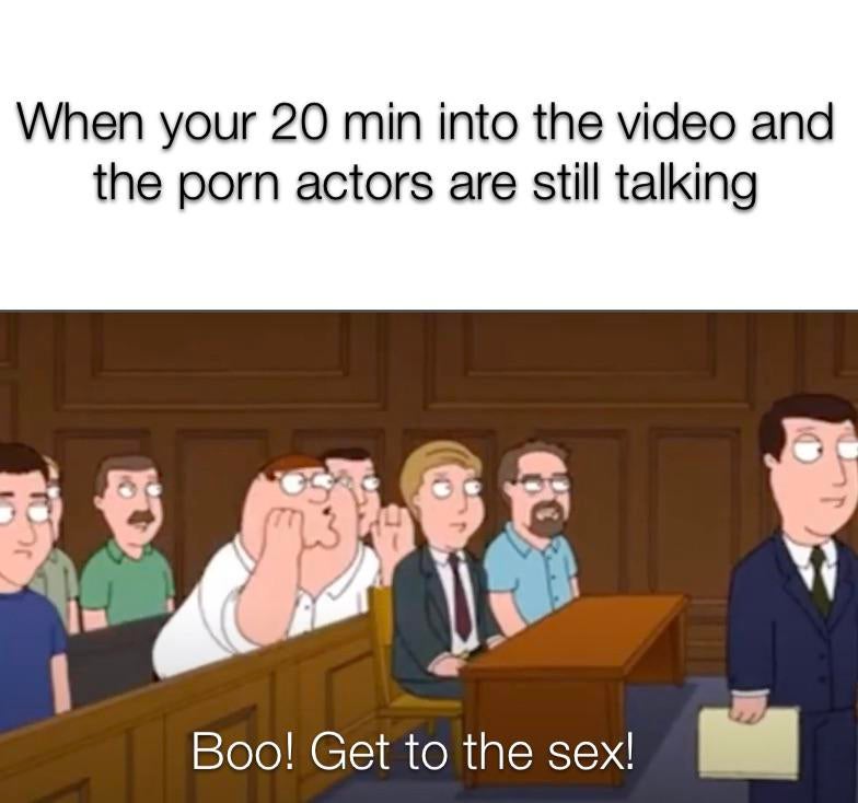 cartoon - When your 20 min into the video and the porn actors are still talking Boo! Get to the sex!