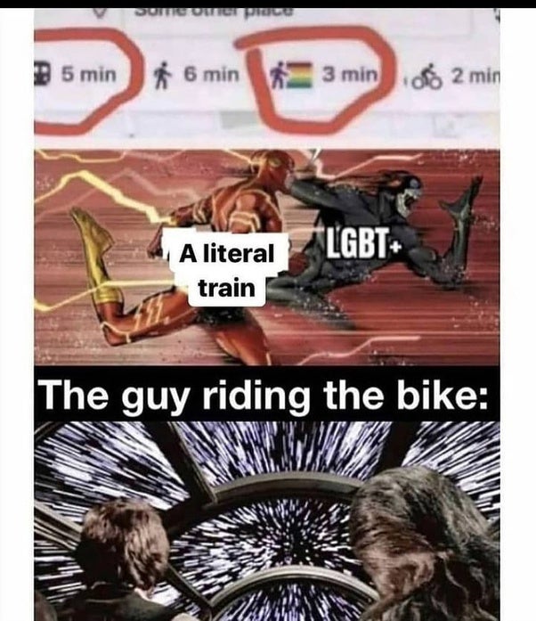 lgbt memes - Sumo Me 5 min 6 6 min 3 min 2 min Lgbt A literal train The guy riding the bike