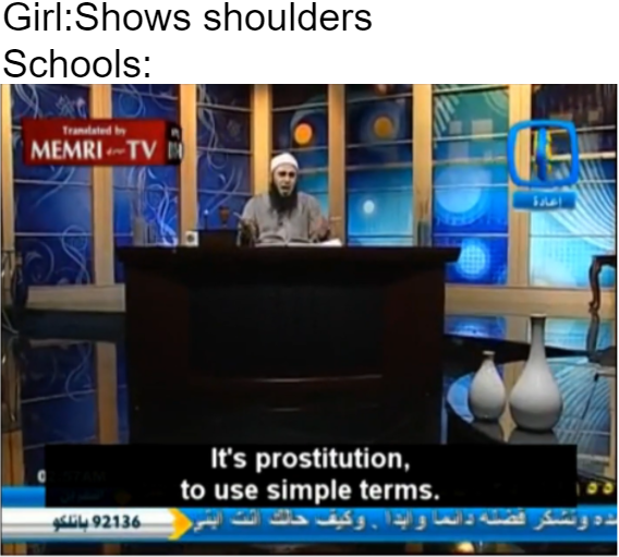 presentation - GirlShows shoulders Schools Translated by MemriTv 14 It's prostitution, to use simple terms. 02136 ,