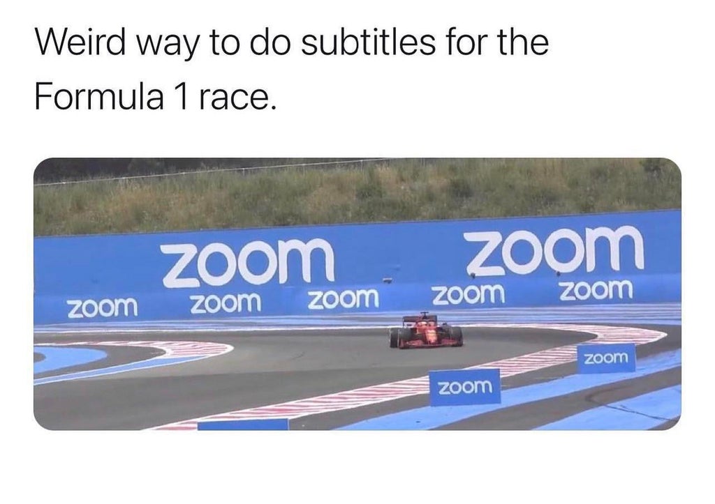 Zoom - Weird way to do subtitles for the Formula 1 race. zoom zoom Zoom zoom zoom zoom zoom zoom zoom