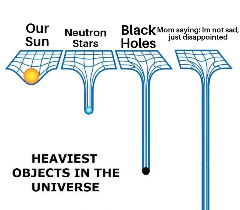 heaviest things in the world - Our Sun Neutron Stars Black Mom saying Im not sad, just disappointed Holes Heaviest Objects In The Universe