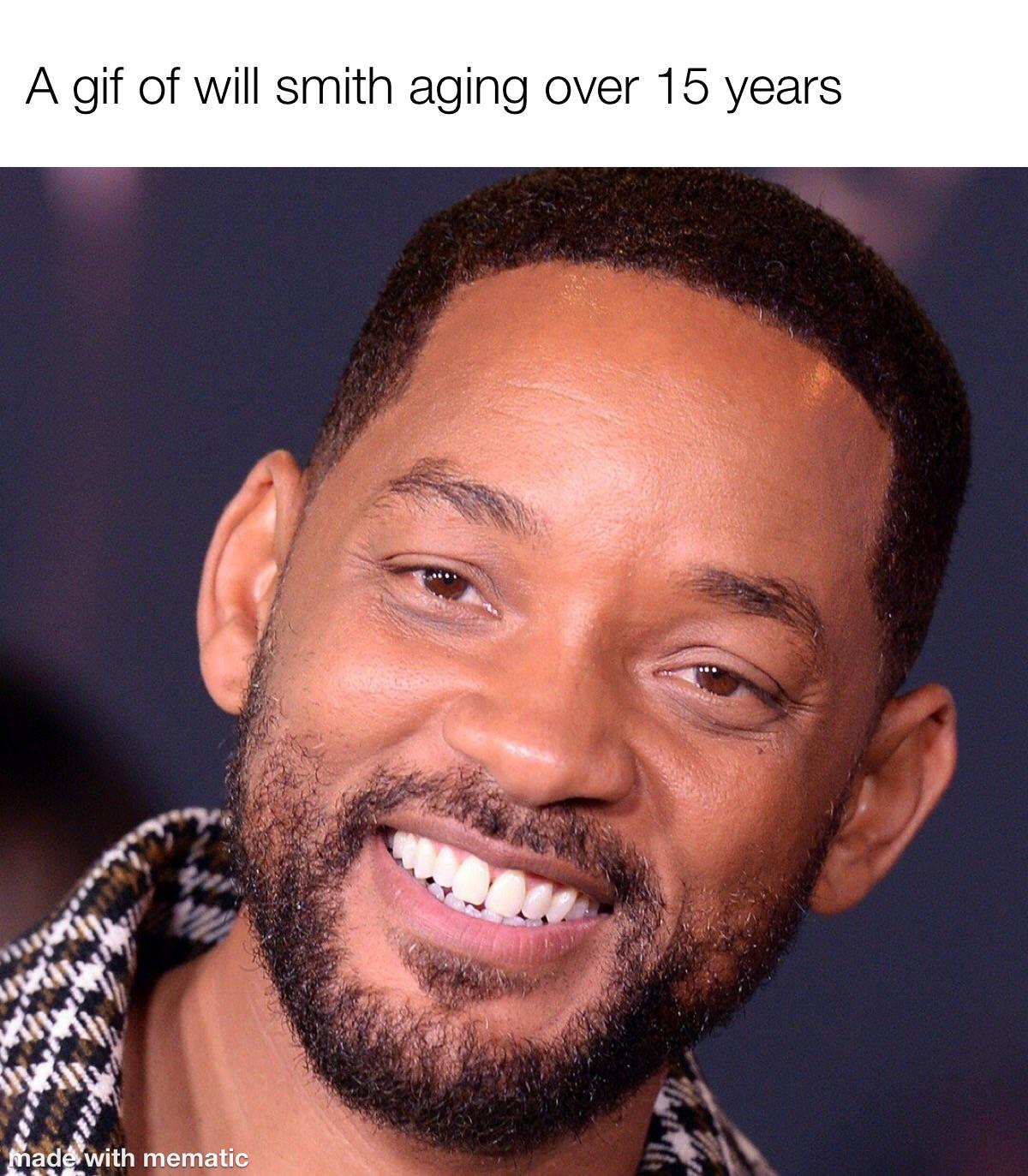 will smith - A gif of will smith aging over 15 years made with mematic