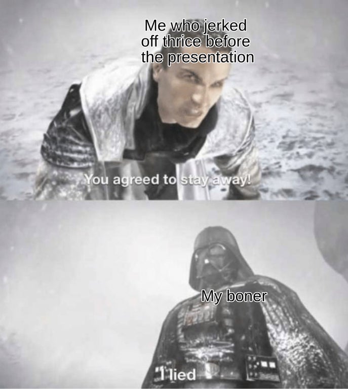 darth vader i lied meme template - Me who jerked off thrice before the presentation You agreed to stay away! My boner "Ilied