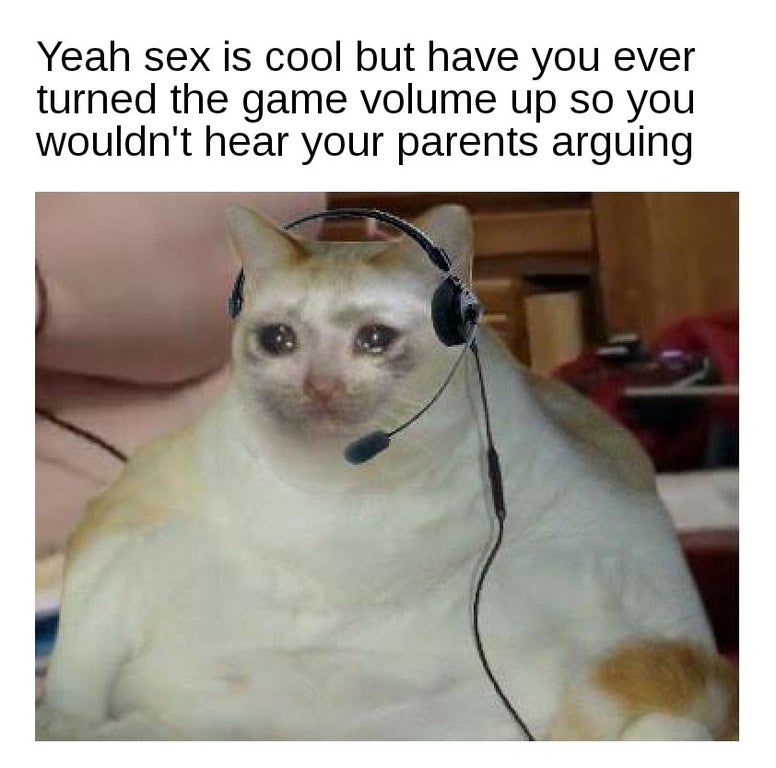 Cat - Yeah sex is cool but have you ever turned the game volume up so you wouldn't hear your parents arguing