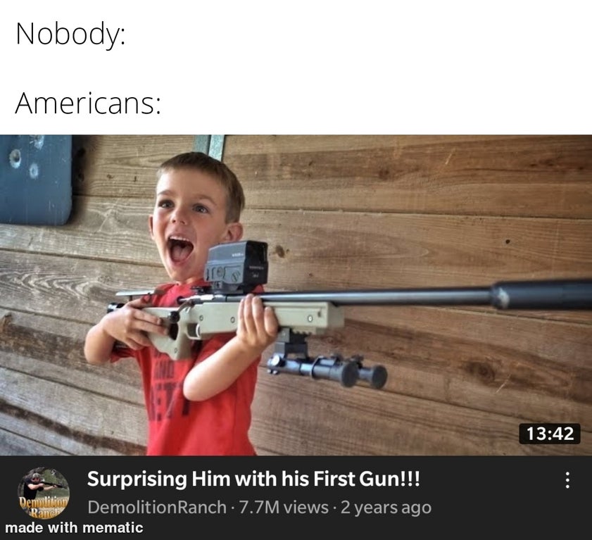 surprising him with his first gun - Nobody Americans ure Surprising Him with his First Gun!!! Demolitinn Demolition Ranch. 7.7M views 2 years ago made with mematic