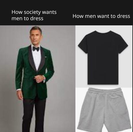 How society wants men to dress How men want to dress