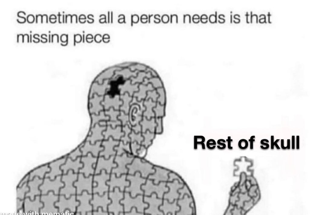 sometimes all a person needs is that missing piece - Sometimes all a person needs is that missing piece Rest of skull neith mematic