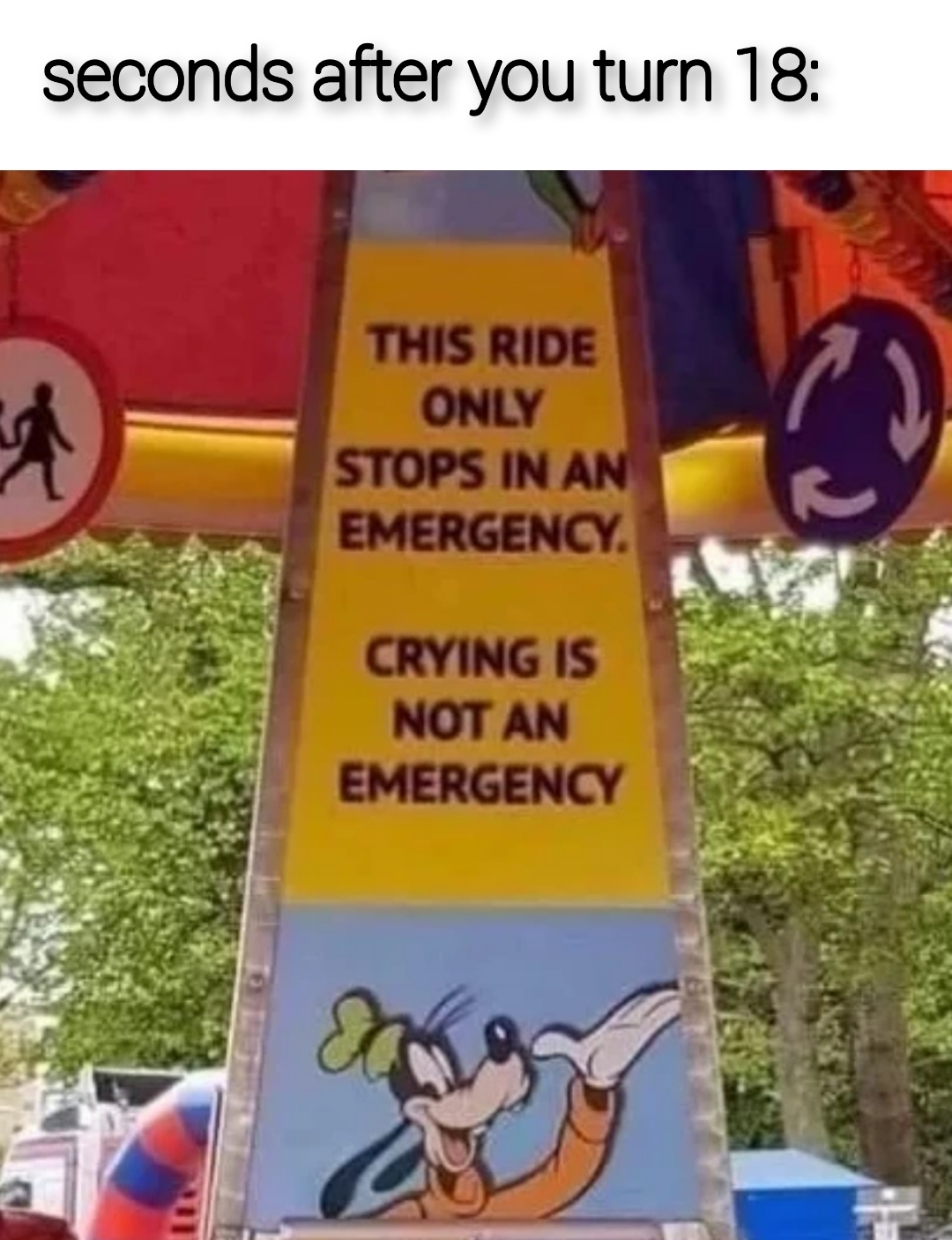 crying is not an emergency - seconds after you turn 18 This Ride Only Stops In An Emergency 2 Crying Is Not An Emergency