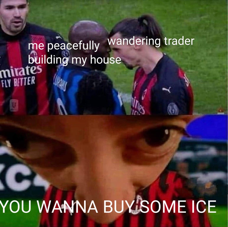 lukaku saw meme - me peacefully wandering trader building my house mirates Fly Bitter U C You Wanna Buyisome Ice