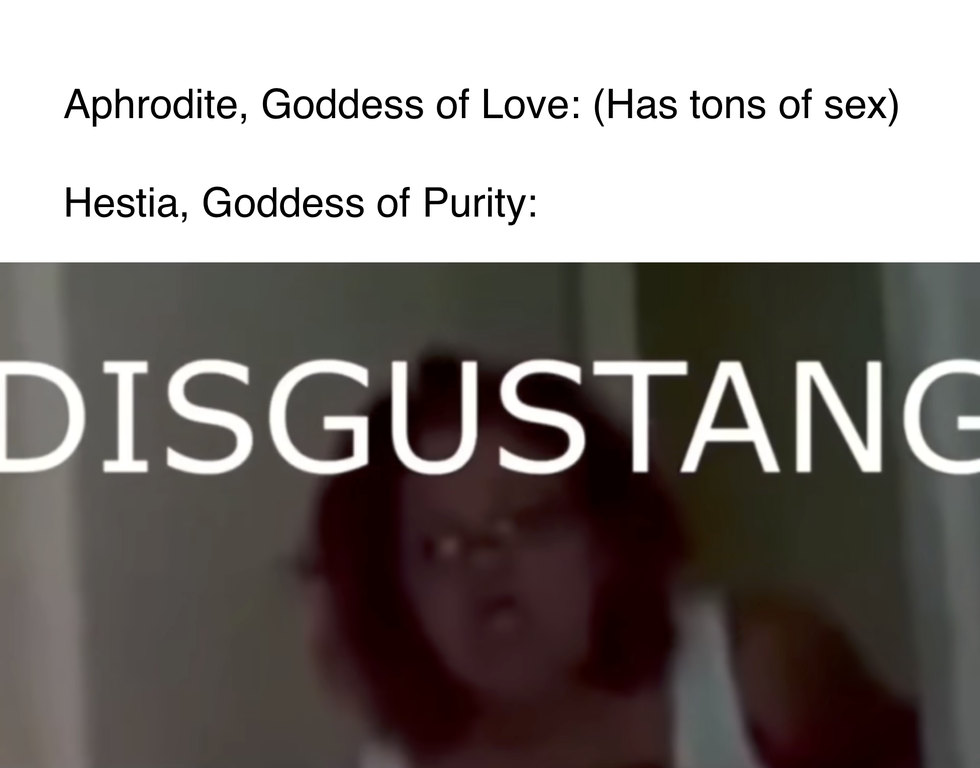 presentation - Aphrodite, Goddess of Love Has tons of sex Hestia, Goddess of Purity Disgustang