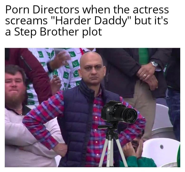 sister cheat day meme - Porn Directors when the actress screams "Harder Daddy" but it's a Step Brother plot too Alas