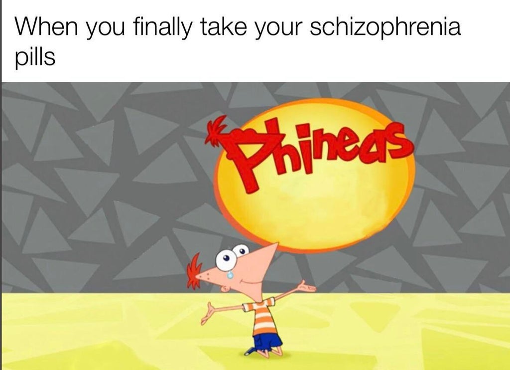 phineas schizophrenia meme - When you finally take your schizophrenia pills Phineas 2