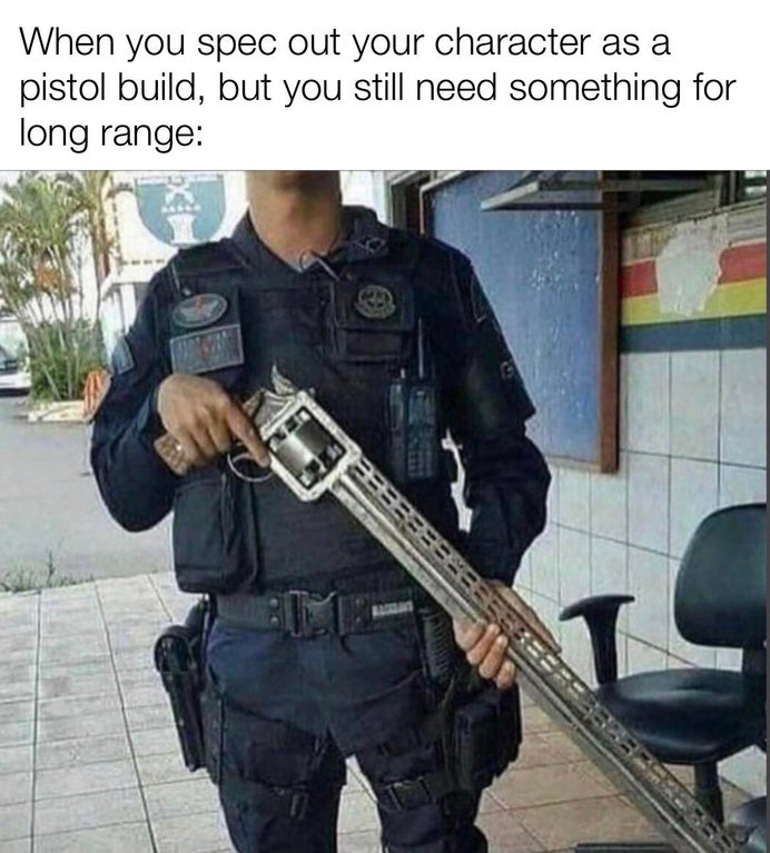 boolet memes - When you spec out your character as a pistol build, but you still need something for long range Reebbe
