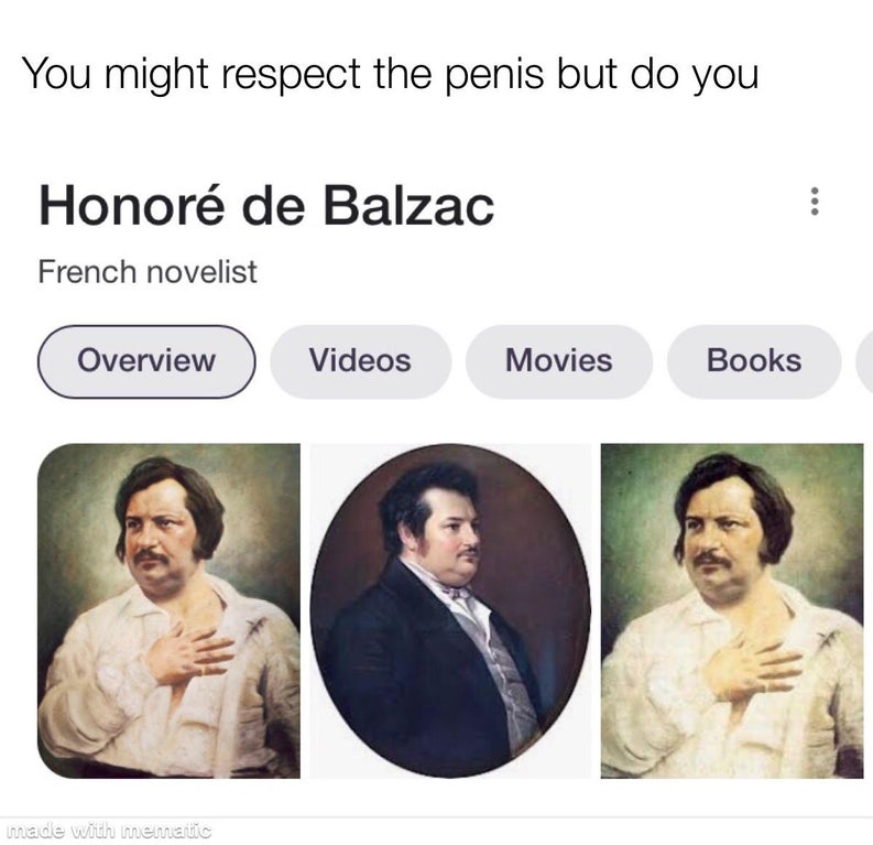 portrait of honore de balzac - You might respect the penis but do you Honor de Balzac French novelist Overview Videos Movies Books made with mematic