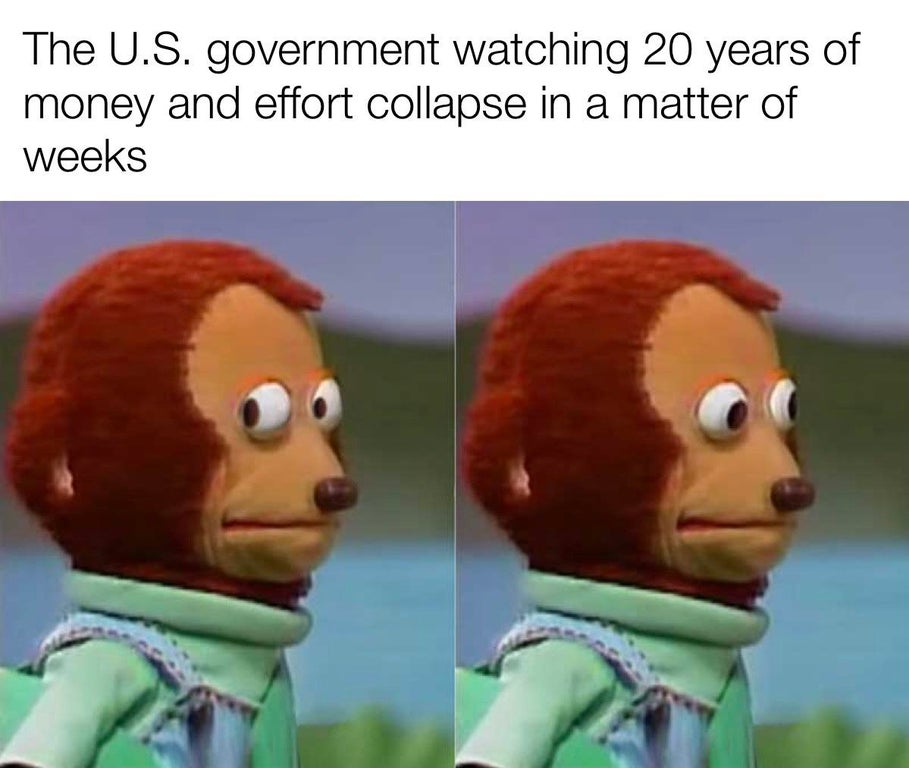 cartoon memes - The U.S. government watching 20 years of money and effort collapse in a matter of weeks