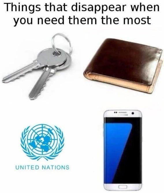dux meme - Things that disappear when you need them the most United Nations