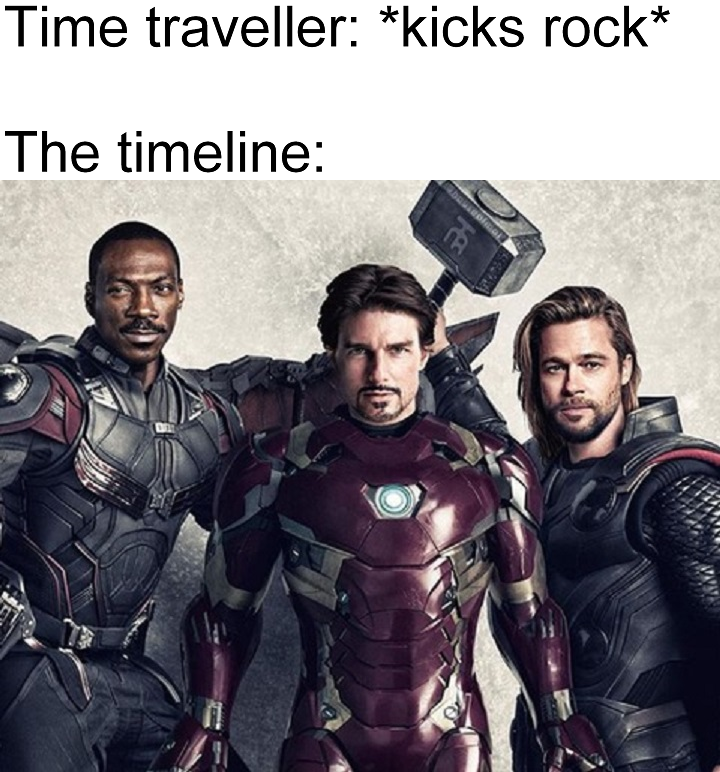 if the avengers was made in the 90s - Time traveller kicks rock The timeline