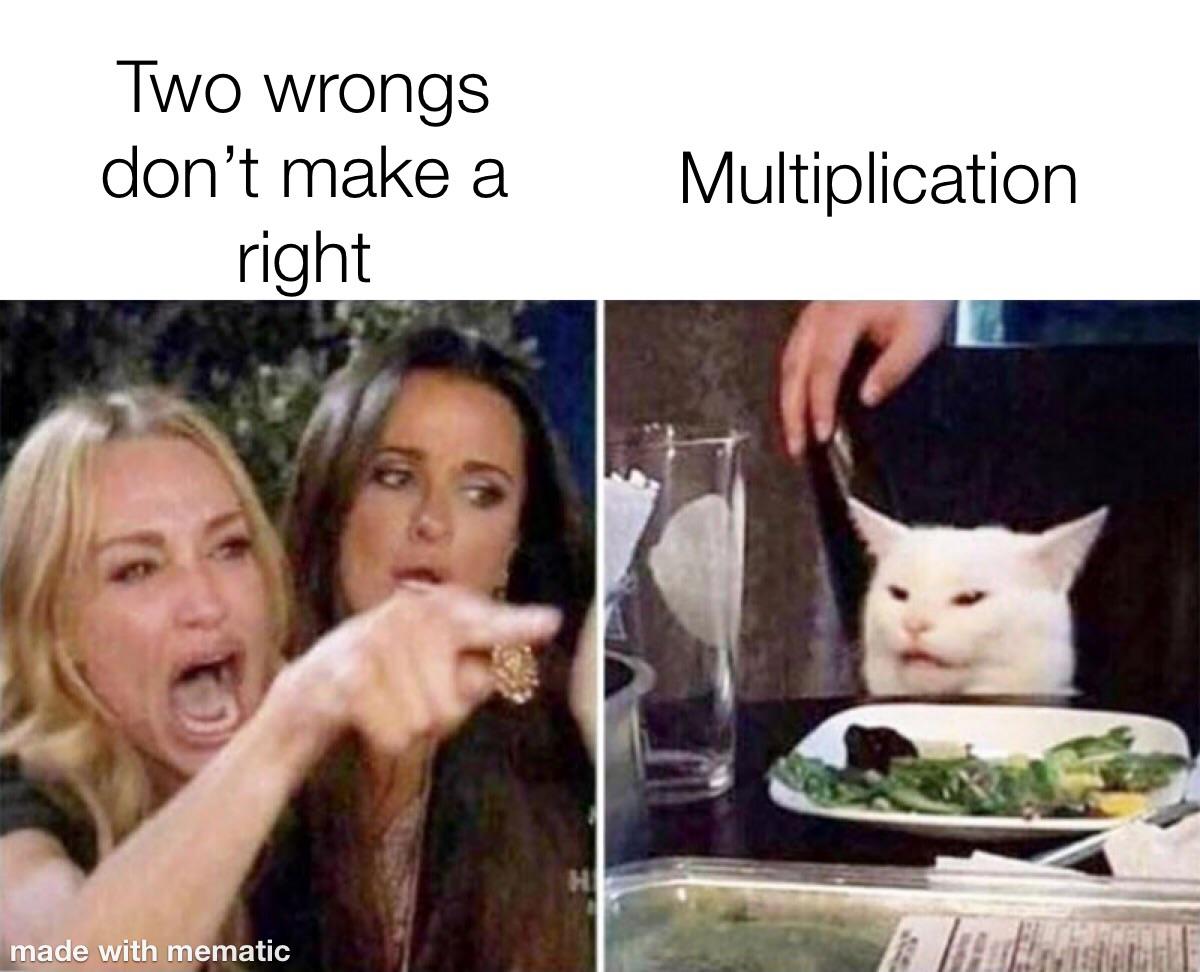 powder coating meme - Two wrongs don't make a right Multiplication made with mematic lis
