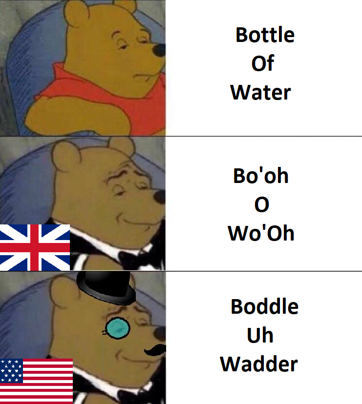 blank fancy winnie the pooh meme - Bottle Of Water Bo'oh o Woloh Ne Boddle Uh Wadder
