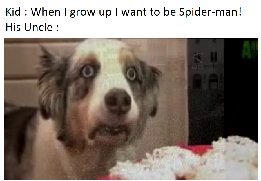 cupcake dog gif - Kid When I grow up I want to be Spiderman! His Uncle A Luce