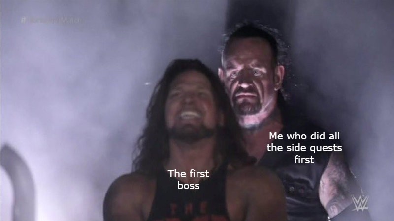 undertaker aj styles meme template - Me who did all the side quests first The first boss W