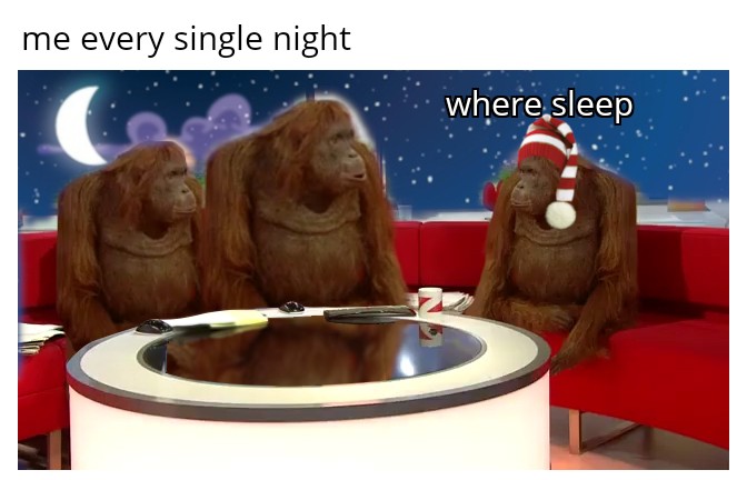 monkey where meme template - me every single night where sleep 5