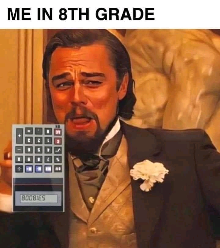 leonardo dicaprio calculator meme - Me In 8TH Grade 21 Boobies