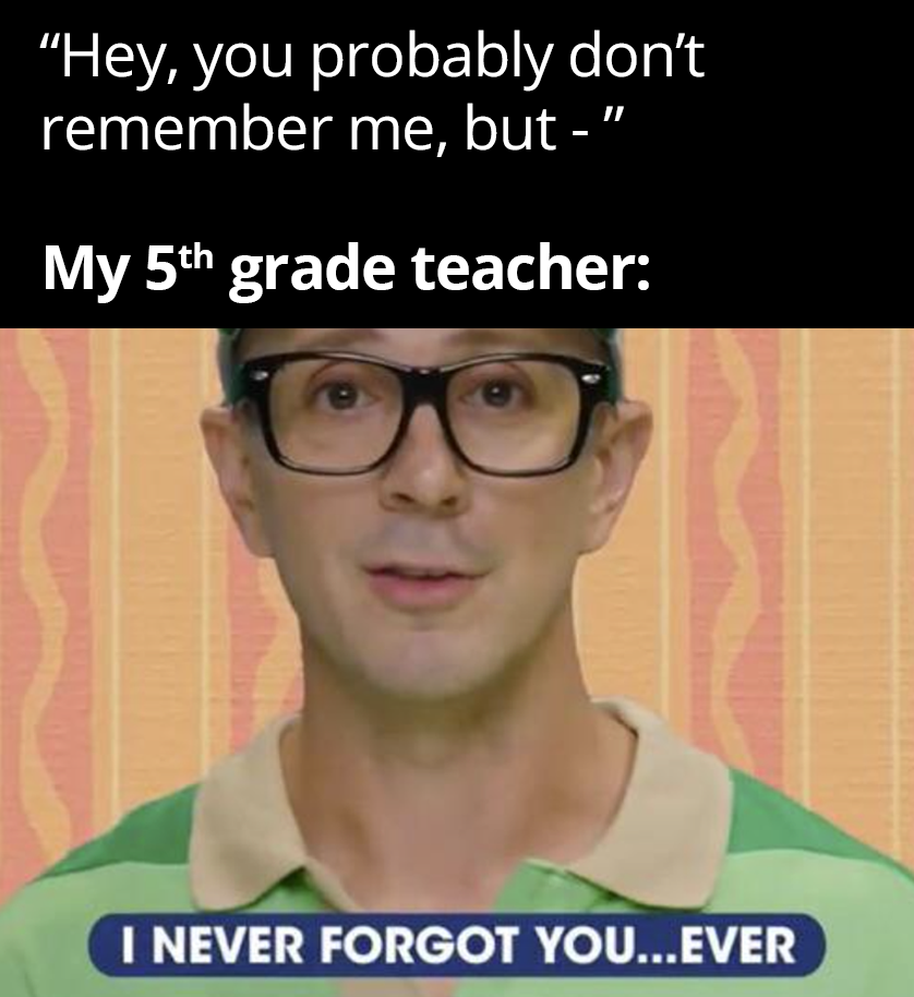 glasses - "Hey, you probably don't remember me, but " My 5th grade teacher I Never Forgot You...Ever
