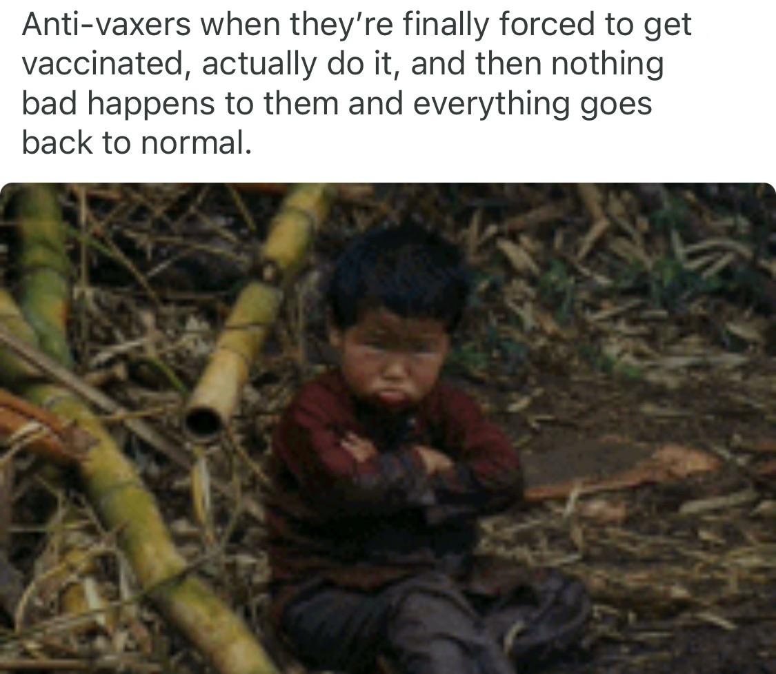 photo caption - Antivaxers when they're finally forced to get vaccinated, actually do it, and then nothing bad happens to them and everything goes back to normal.