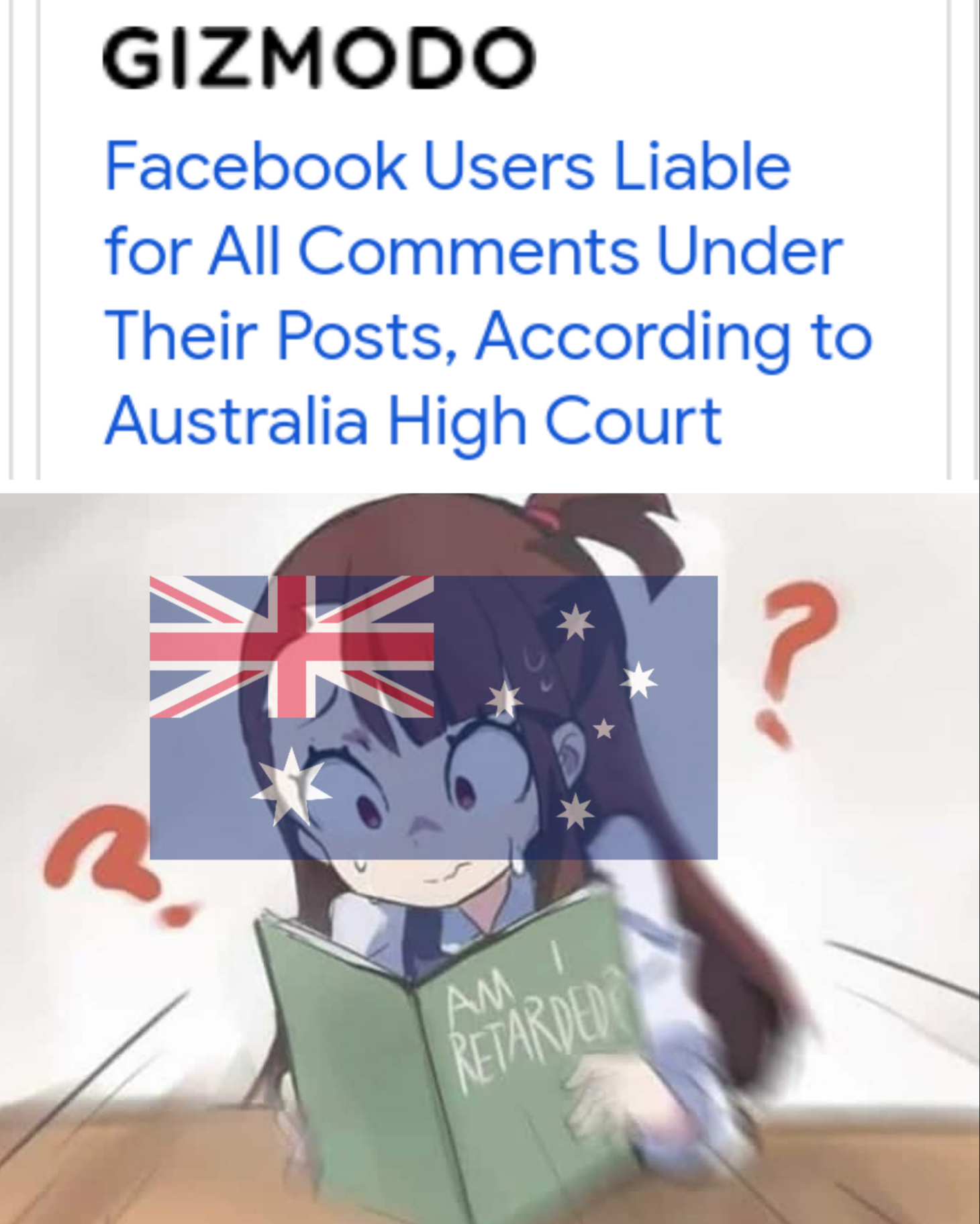 dank memes - diakko memes - Gizmodo Facebook Users Liable for All Under Their Posts, According to Australia High Court ? Ami Retarded