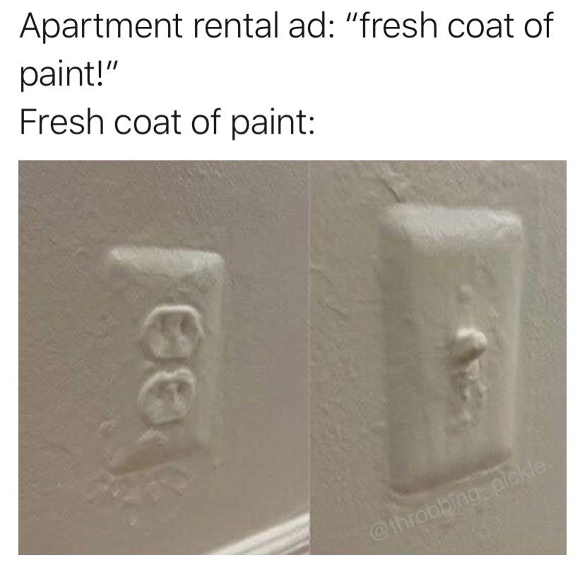 dank memes - landlord paint meme - Apartment rental ad "fresh coat of paint!" Fresh coat of paint 00 pickle